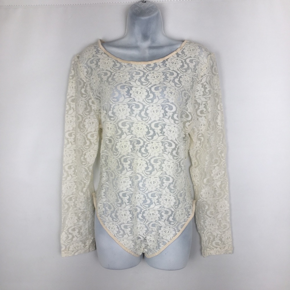 Vintage Y2K Sheer Mesh Lace Bodysuit  Women’s Size XL by Cinema Etoile Fairycore